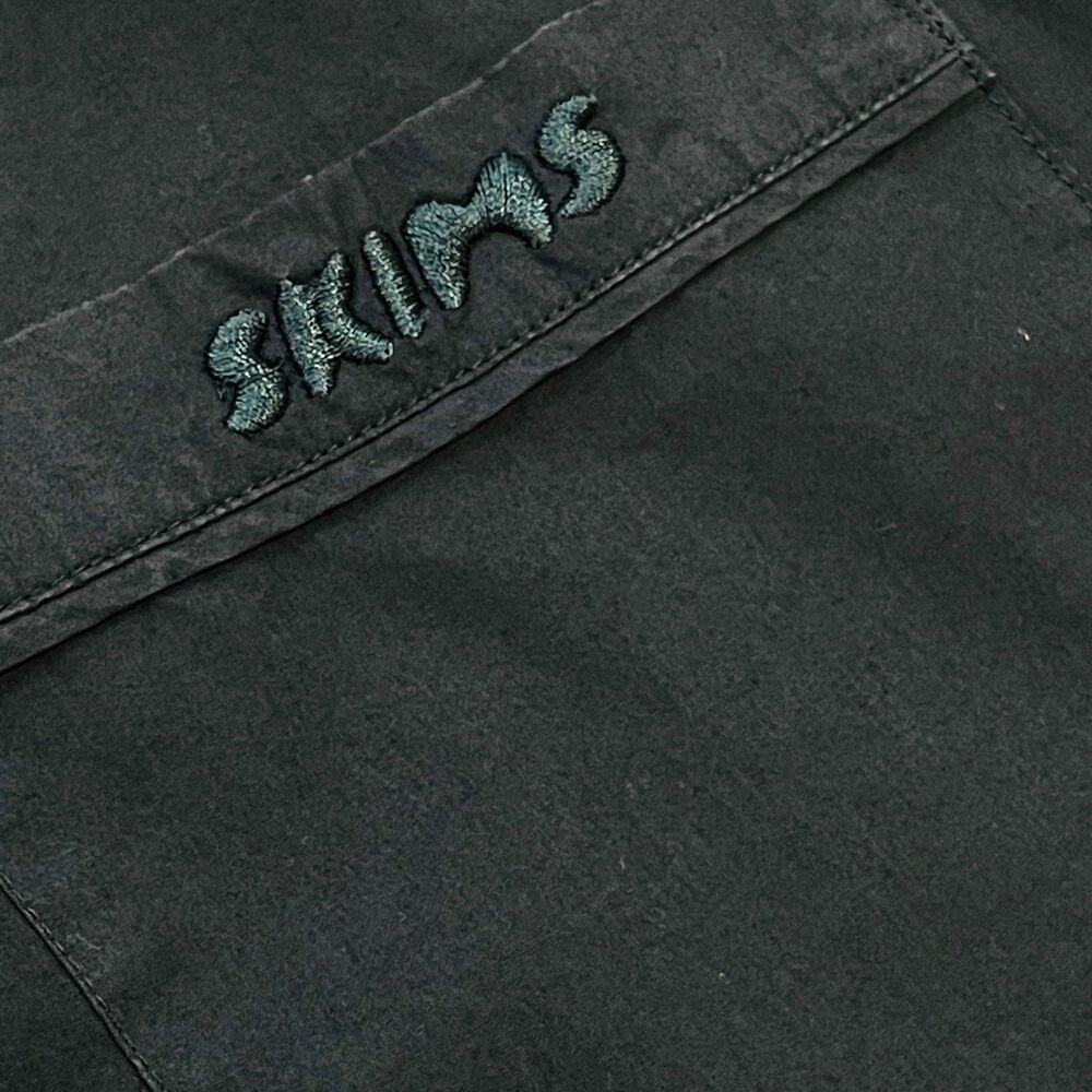 ~ SKIMS Lg Sleep Shirt* Unisex Cotton Pajama Dark Green Button Lounge Nightshirt - Picture 3 of 13